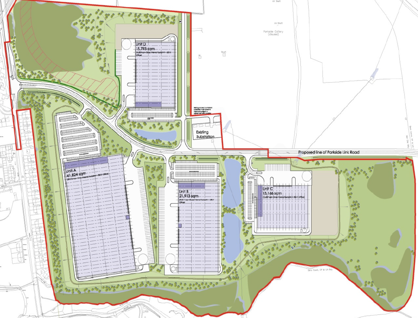Site plan former Parkside Colliery - town planning consultants
